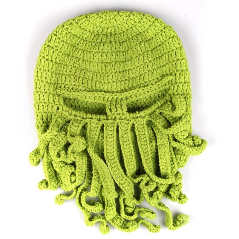 Kafeimali Men's Head Barbarian Vagabond Beanie Original Foldaway Beard Octopus Pirate Hats Bearded Caps (Green) - Image 4